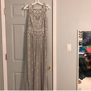 BHLDN Anthropologie Beaded Dress in Fog sz 2